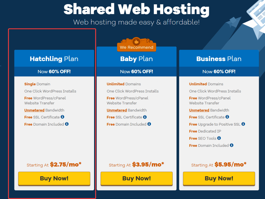 hostgator shared web hosting plans