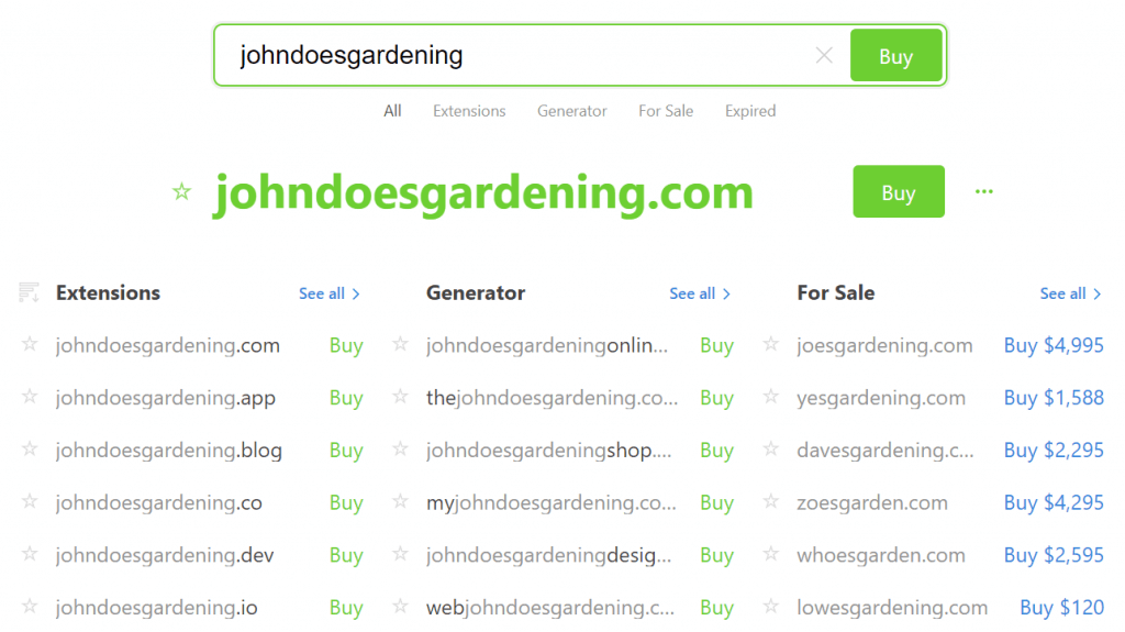 instant domain search blog name look up