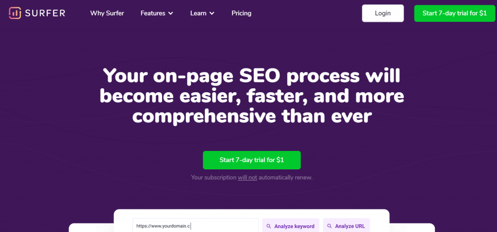 keyword surfer seo homepage