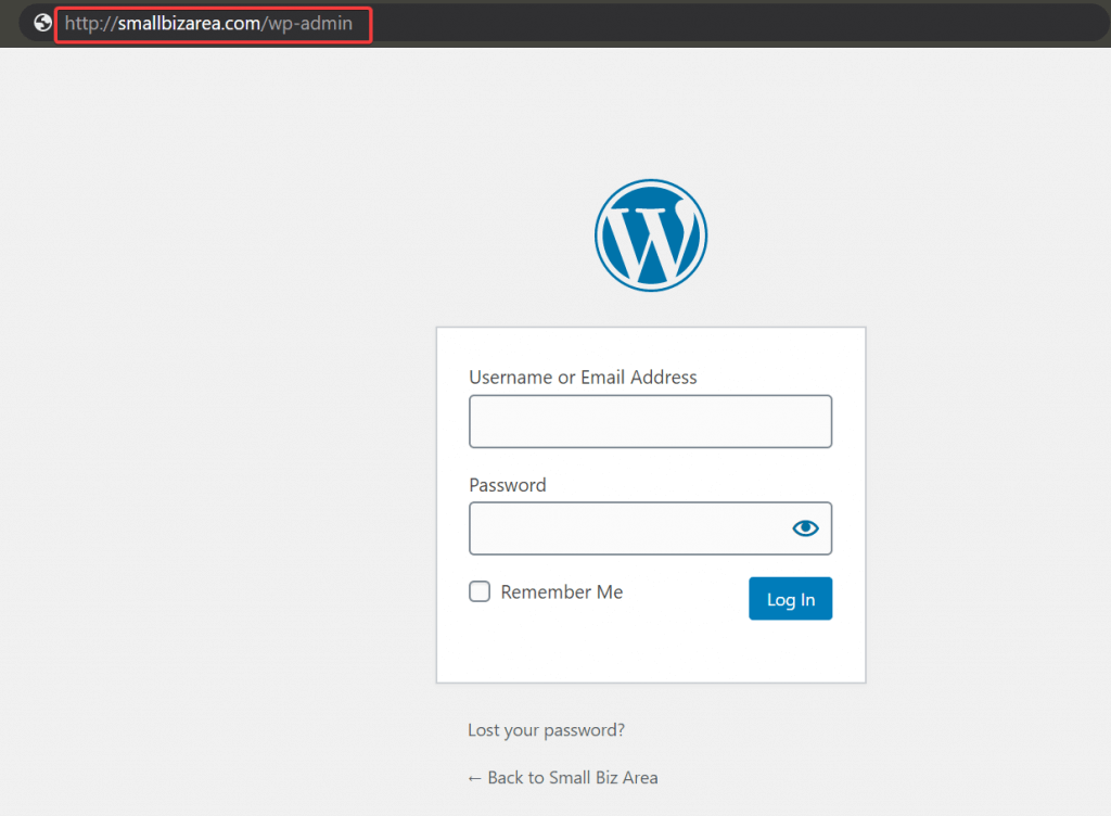 wordpress login page