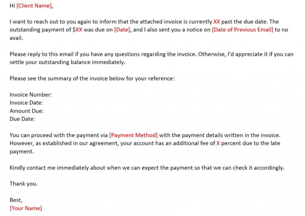 Email Reminder Template on Late Payment for 30-60 Days
