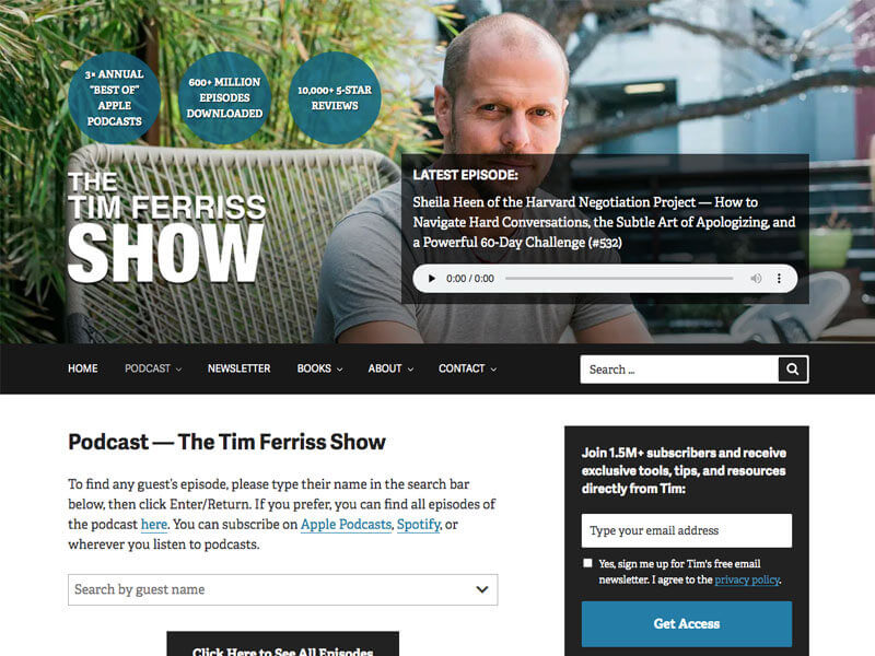 Best podcast for entrepreneurs - The Tim Ferriss Show