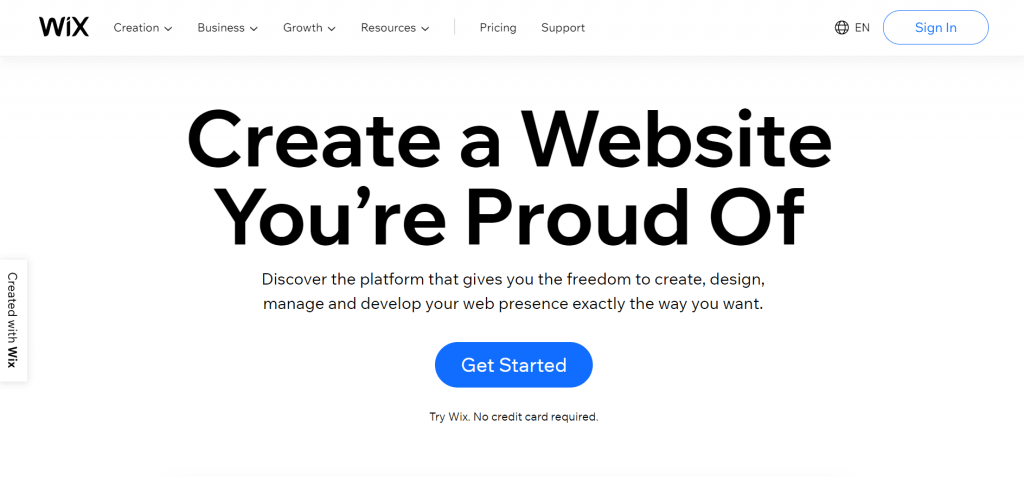 create a website using wix.