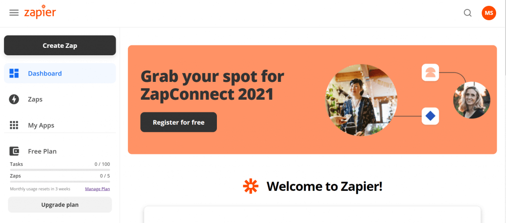 zapier dashboard