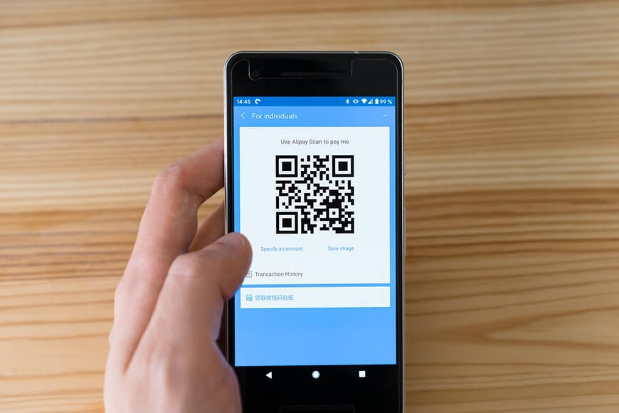 A QR code on a phone
