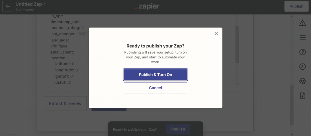 Publishing zap to integrate InvoiceBerry and Mailchimp