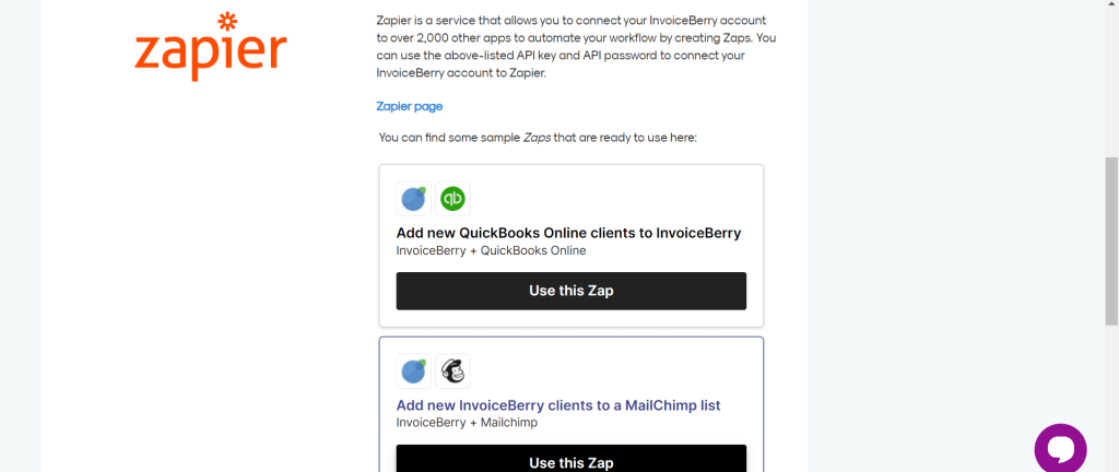 Integrating InvoiceBerry and Mailchimp Using Zapier