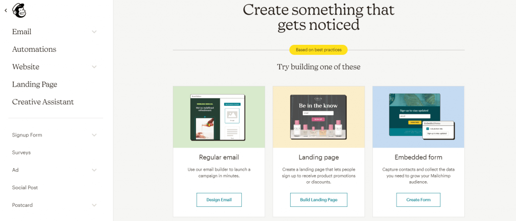 Mailchimp features. 