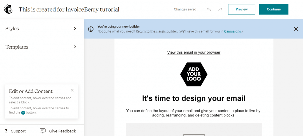 Mailchimp New Builder. 