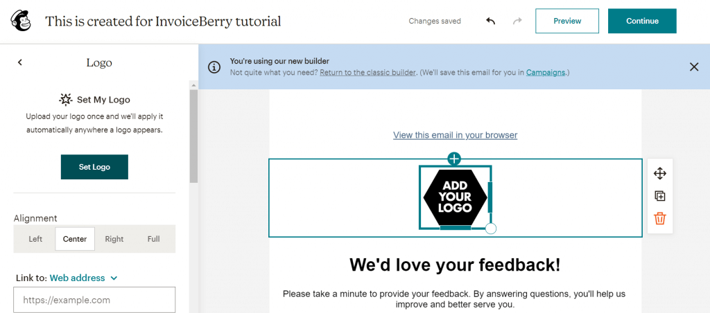 Uploading your business logo for email marketing on Mailchimp