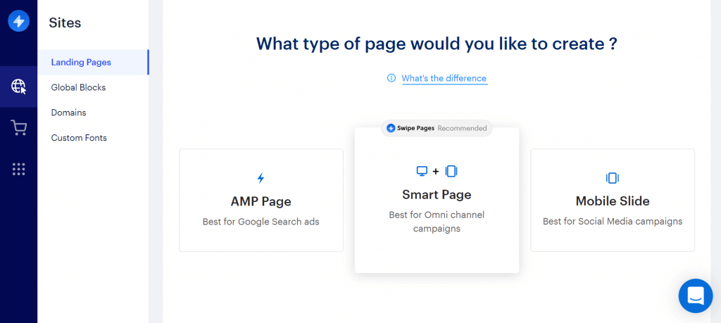 page types on swipe pages