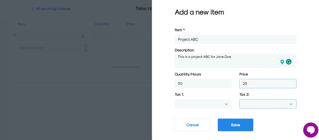 add a new item on your invoiceberry recurring invoice