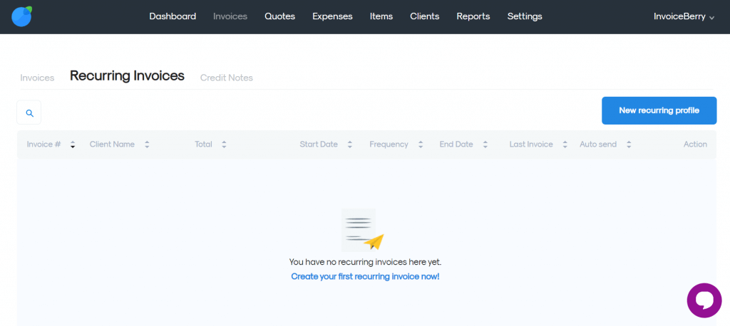 create recurring invoices on invoiceberry
