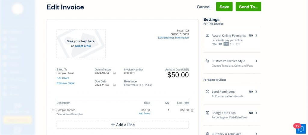 Creating invoice with Freshbooks.