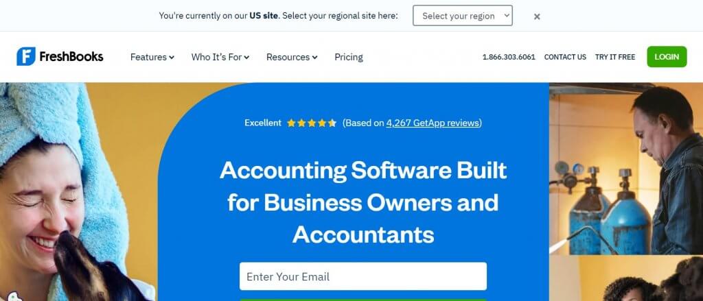Freshbooks homepage