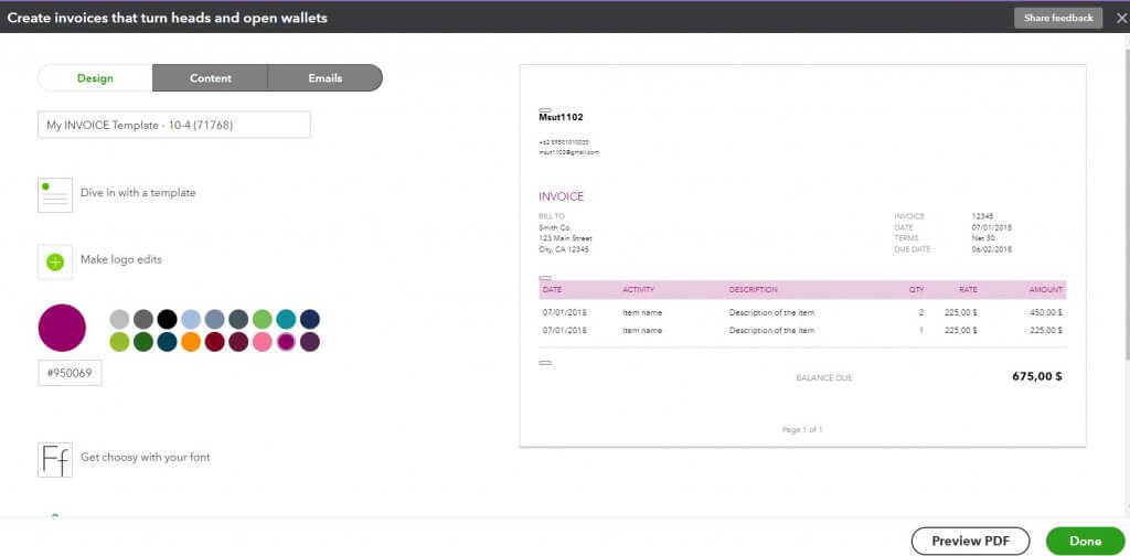 Quickbooks invoicing templates