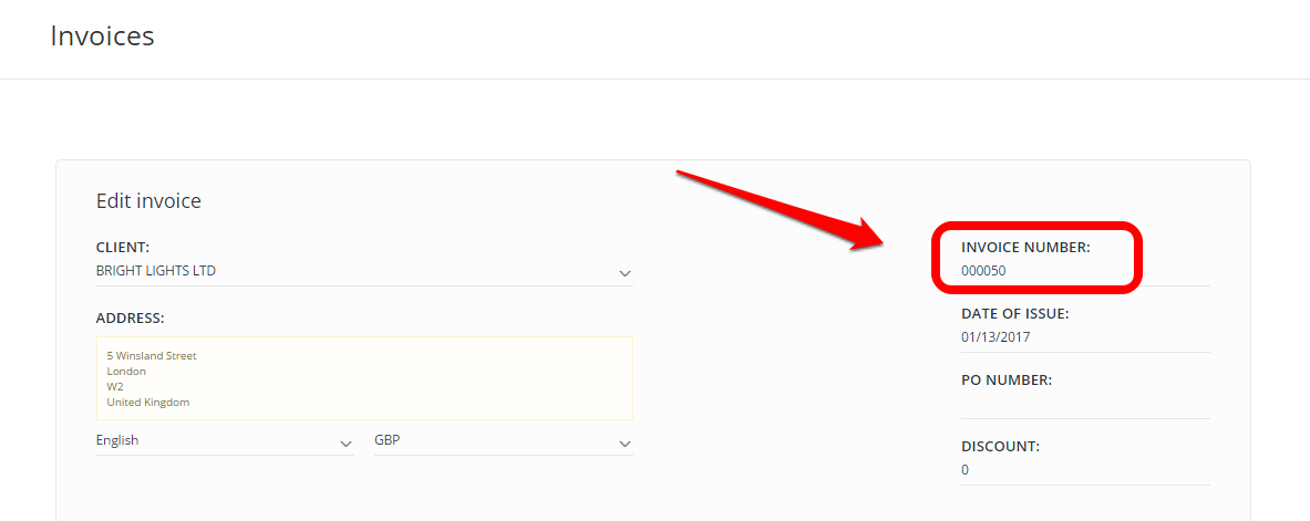 how to number invoices