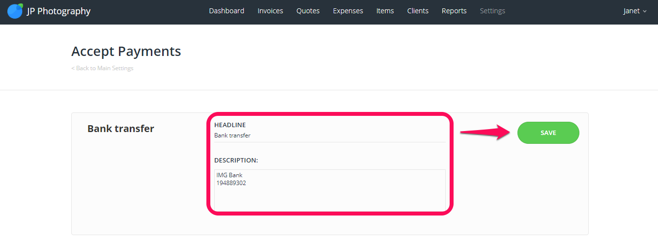 how to add bank details in sales invoice in busy