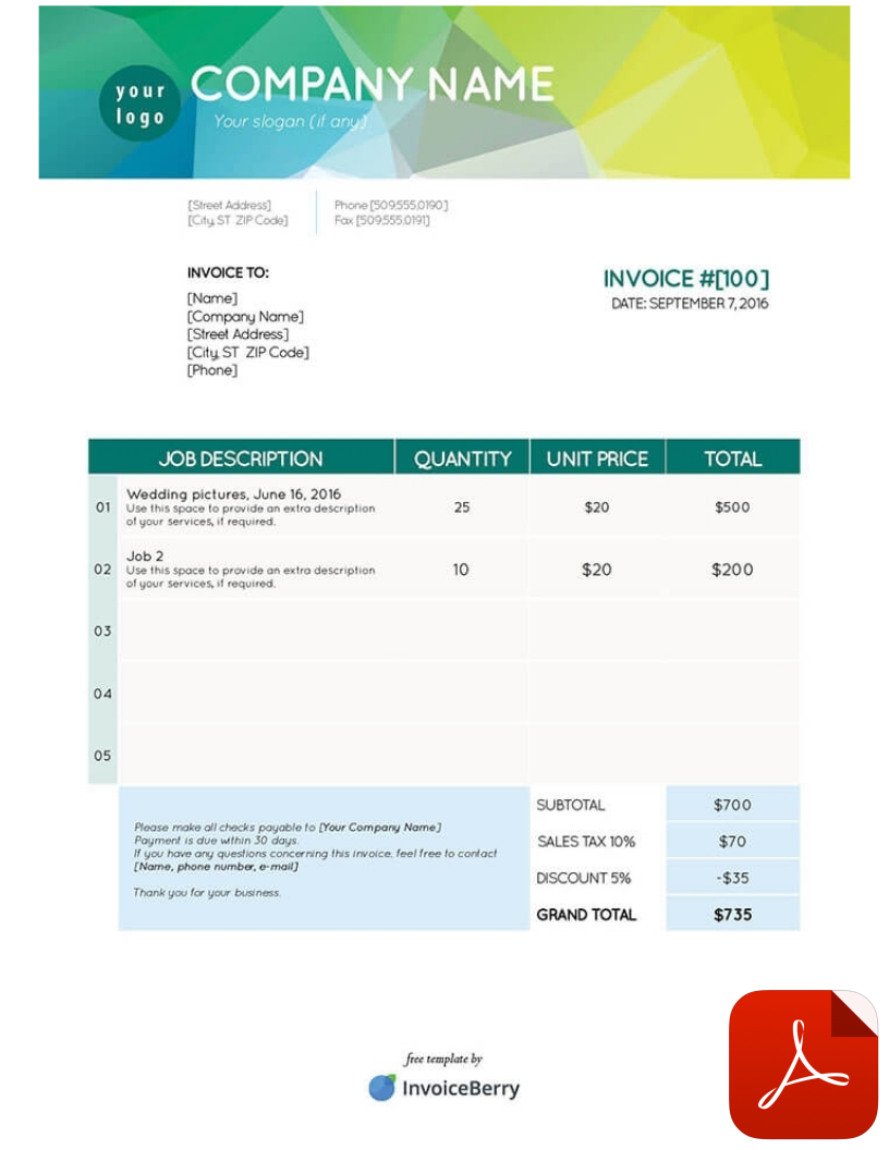 Get Generic Invoice Template Pdf Background