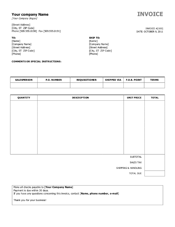 Australia Word Invoice Template