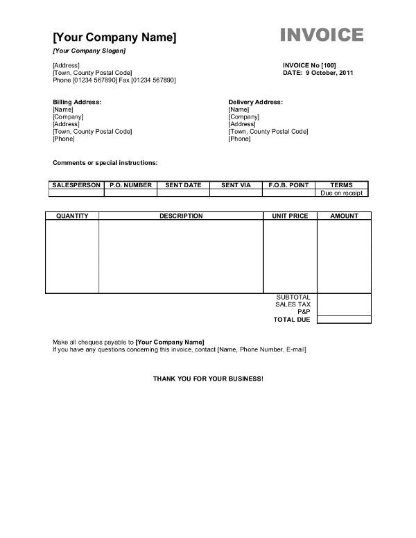 Australia Open Office Invoice Template