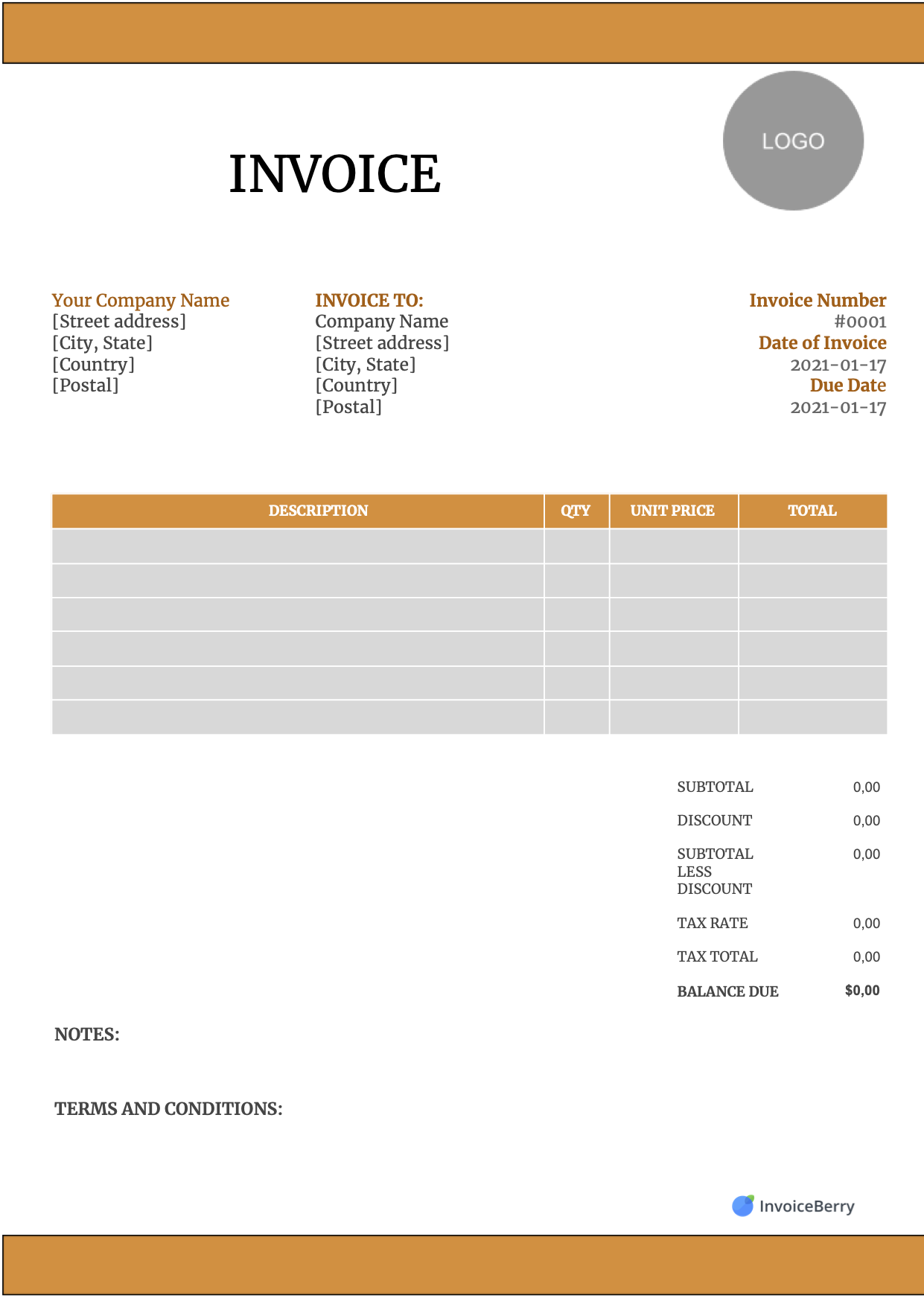 Tax Invoice Template Free Download Word