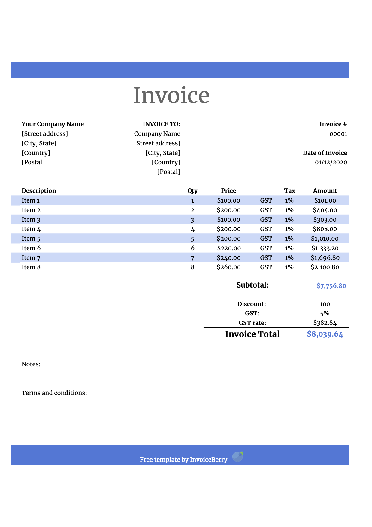 Free Google Drive Invoice Templates: Blank Docs & Sheets Invoices For Invoice Template Google Doc