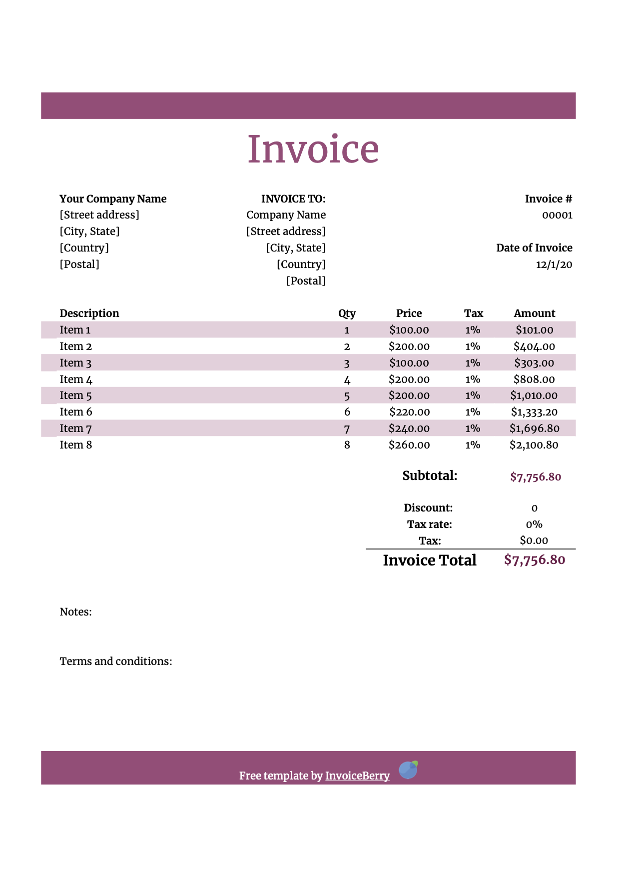 Google Doc Invoice Template