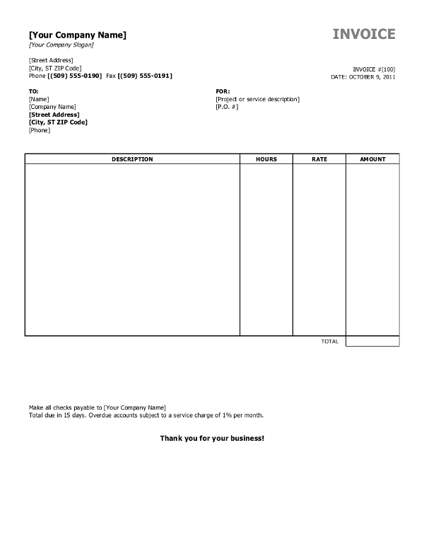 Invoice Template For Openoffice Free