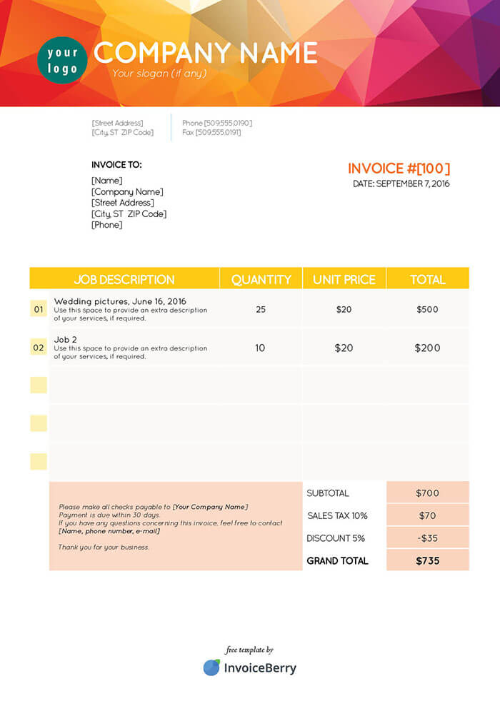 free invoice templates in pdf blank printable invoiceberry