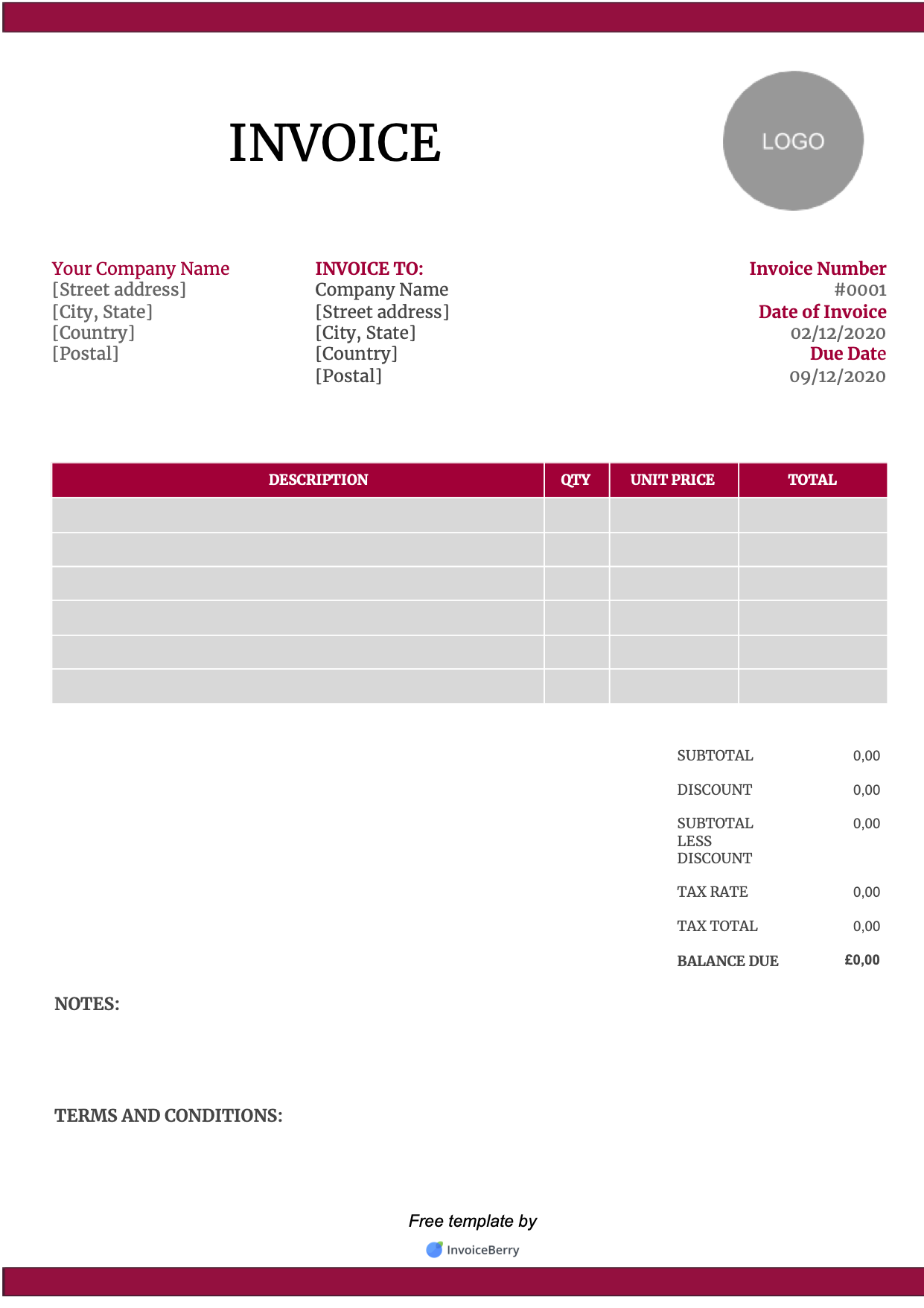 Free UK Invoice Template Sample #24 Download  InvoiceBerry Within Business Invoice Template Uk