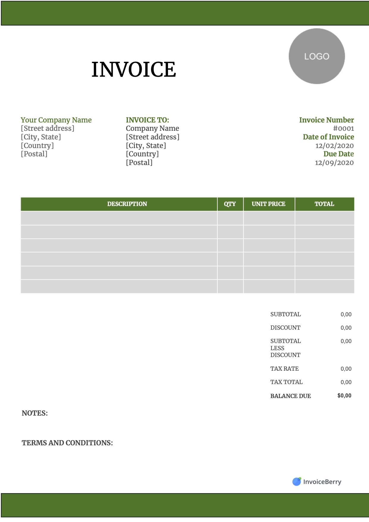 Free US Invoice Templates for Contractors and Companies  InvoiceBerry Within Usa Invoice Template