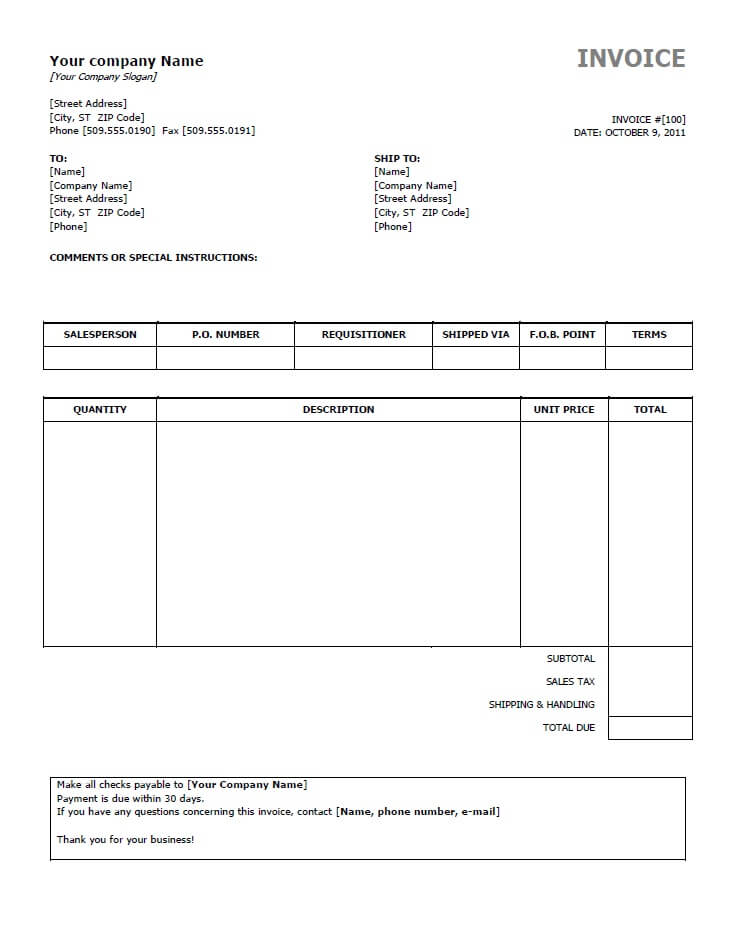 Free invoice templates for word, excel, open office | invoiceberry.