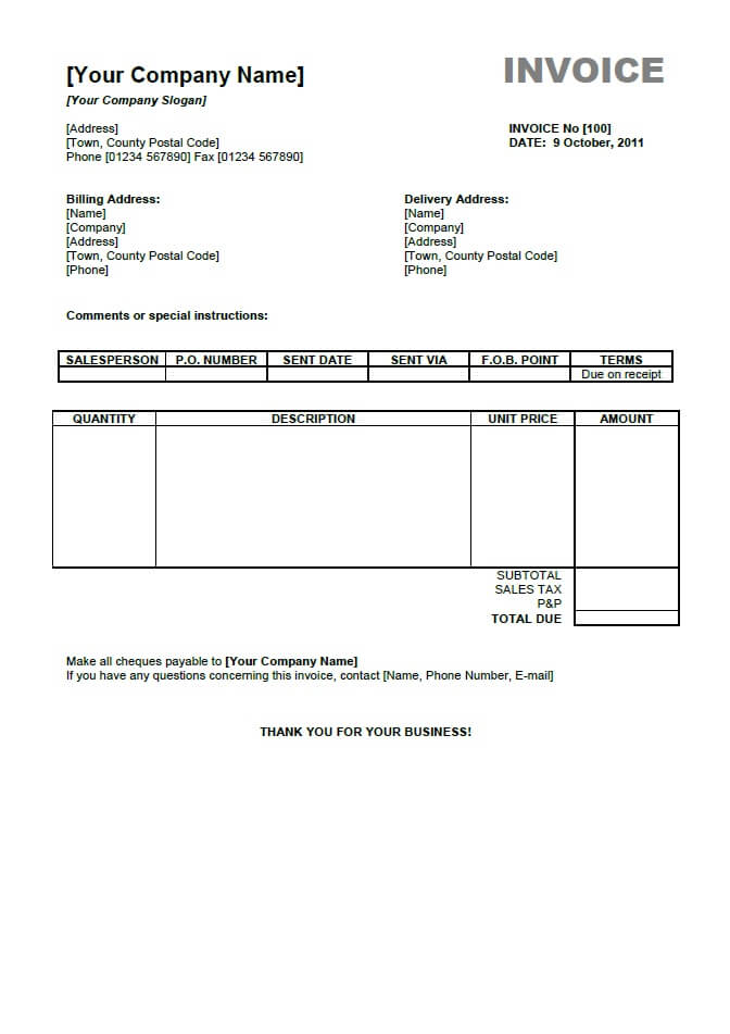 Free Invoice Templates For Word Excel Open Office Invoiceberry