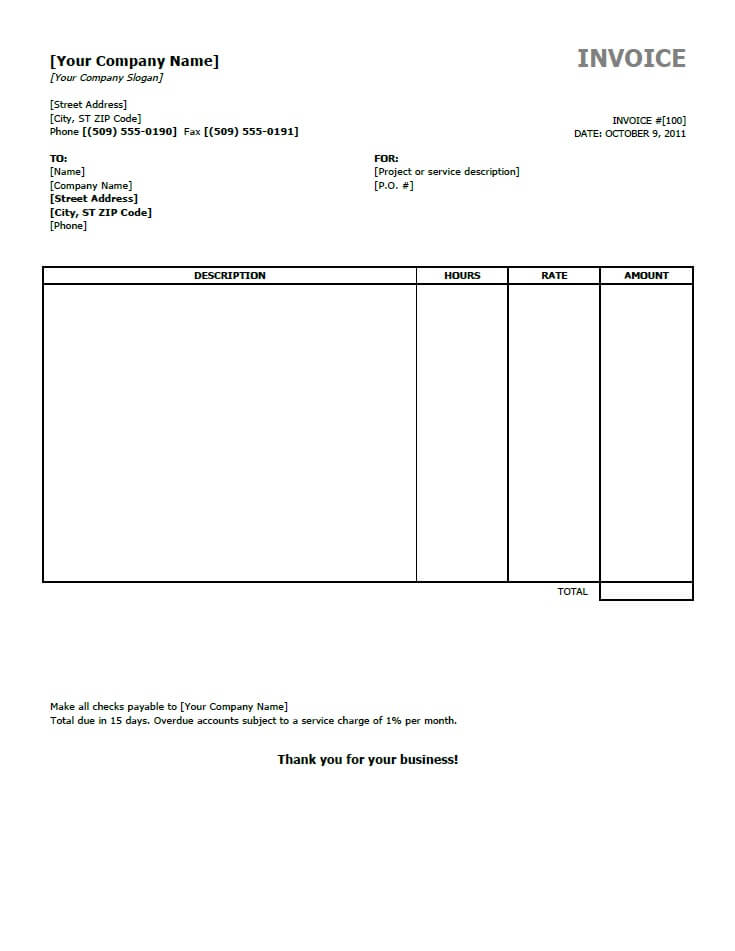 Invoice Template For Word Free Simple Invoice