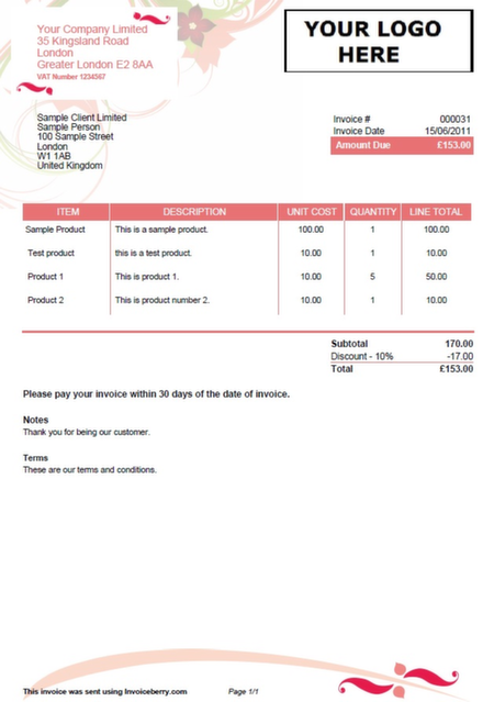 Gardening Invoice Template Free