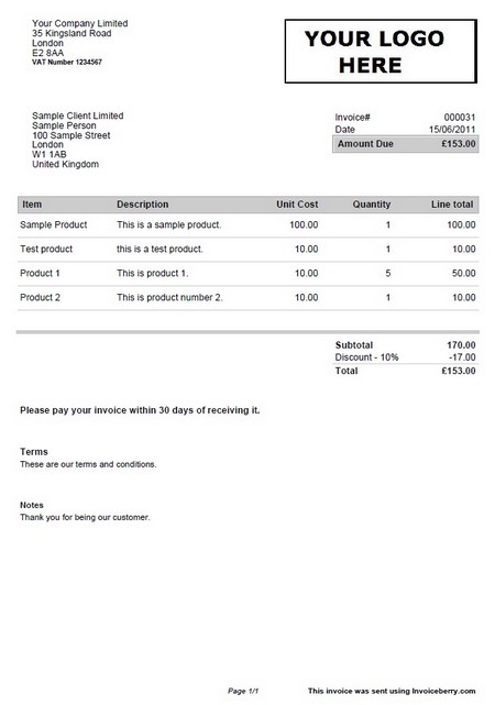 Sample Invoices Created With Our Online Invoicing Software Invoiceberry